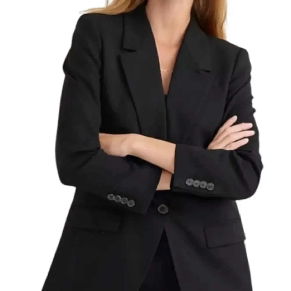 J. Crew Suiting Black Lightweight Wool Lined Blazer Size 0